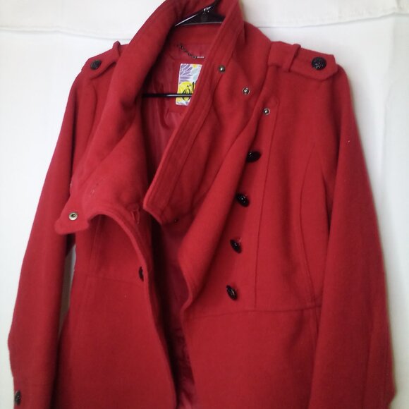 O'neill Coat women S Button Front Wool Blend Red - Picture 10 of 16